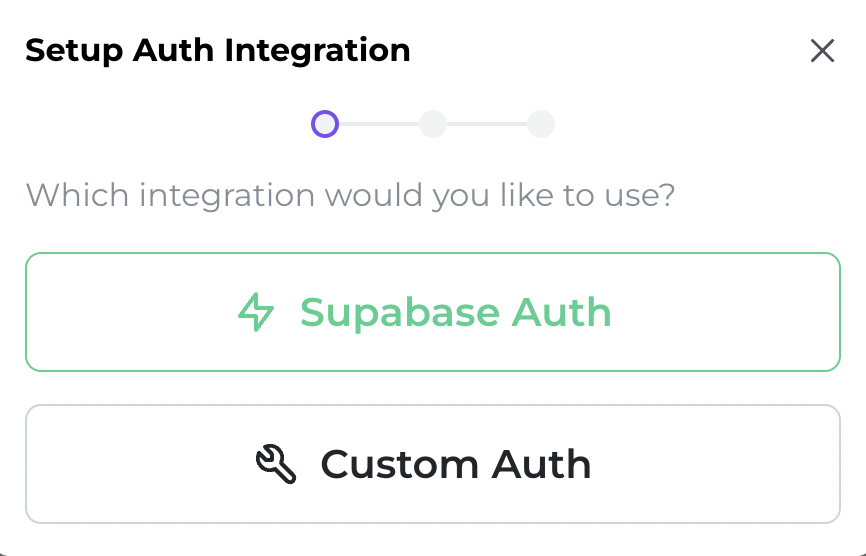 auth integration dialog page 1